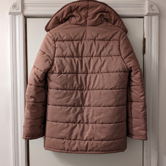 Super Warm Vintage Barbie Dusty Pink Mauve Sheen Ski Jacket Puffer Coat - Picture 4 of 6